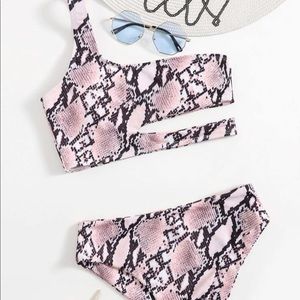 Snakeskin One Shoulder Bikini Set